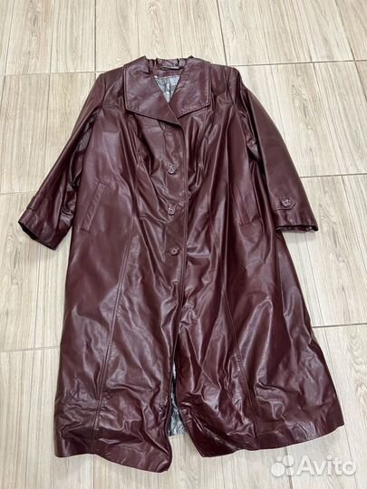 Новый кожаный женский Плащ 56-58 размер