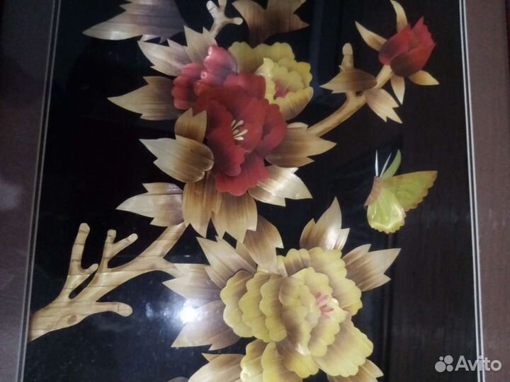 Картина китайская соломка, под стеклом