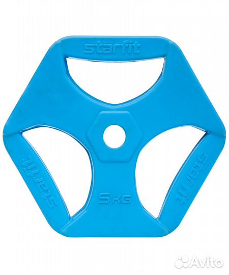 Диск обрезиненный с хватами BB-205 d26 мм, 5 кг