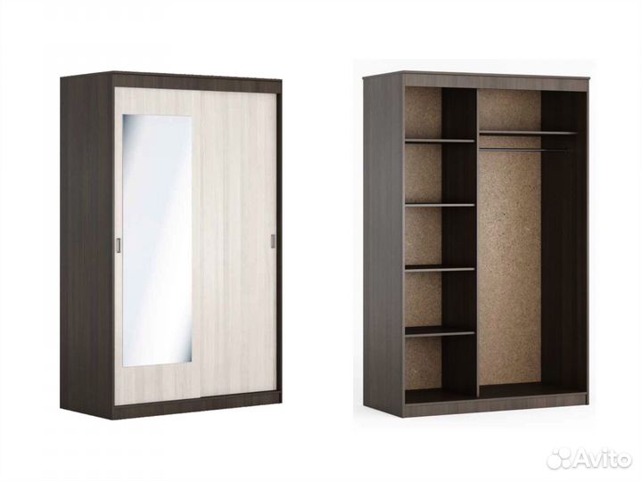 Шкаф купе Клен 2 разные цвета 110см