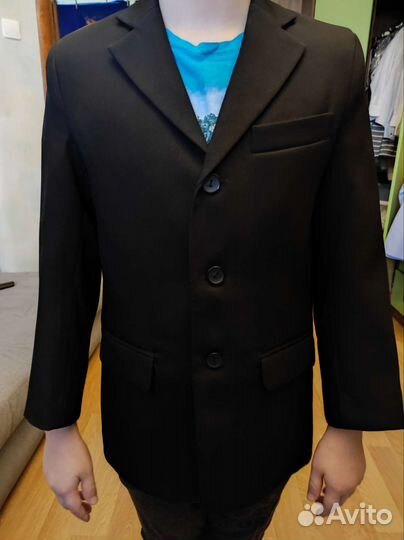 Пиджак и жилет черные 140 рост