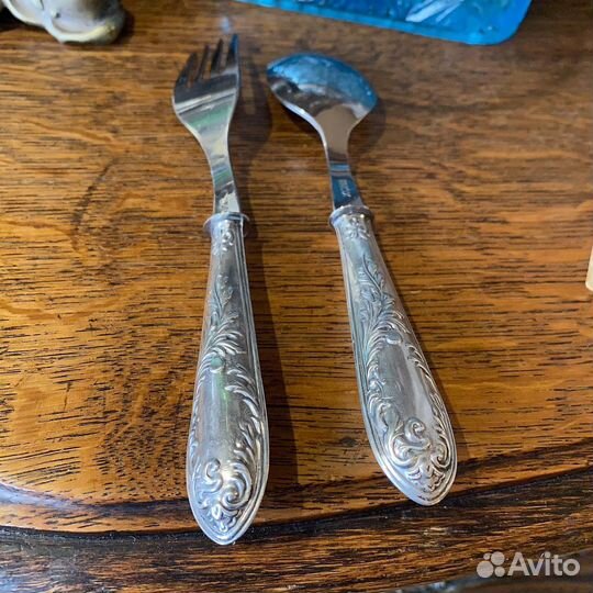 Старинные вилка ложка серебро