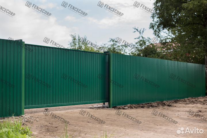 Ворота откатные из профлиста на дачу