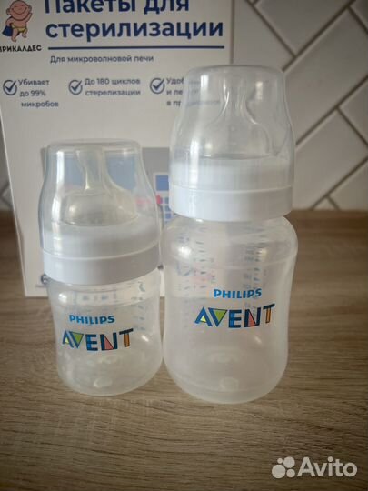 Бутылочки Philips Avent и пакеты для стерилизации