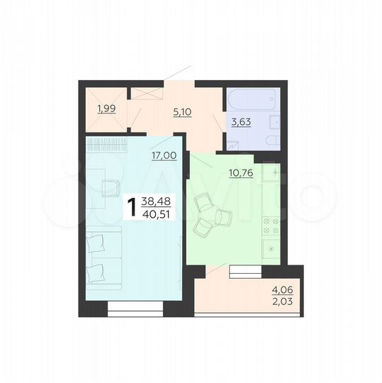 1-к. квартира, 40,5 м², 3/18 эт.