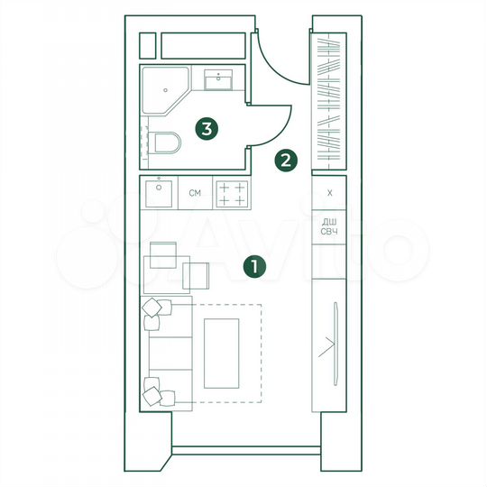 Квартира-студия, 24,1 м², 24/31 эт.