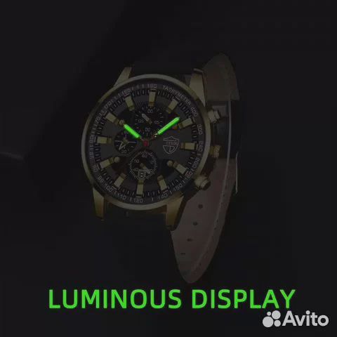 Мужские модные кварцевые часы с кожаным браслетом