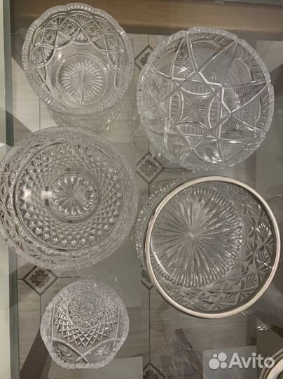 Салатник хрустальный СССР / Гжель