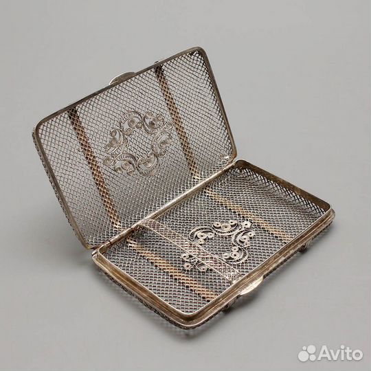 Антикварный портсигар скань серебро 88 проба