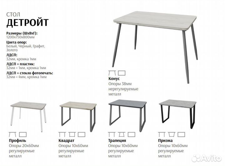 Стол Детройт Пластик