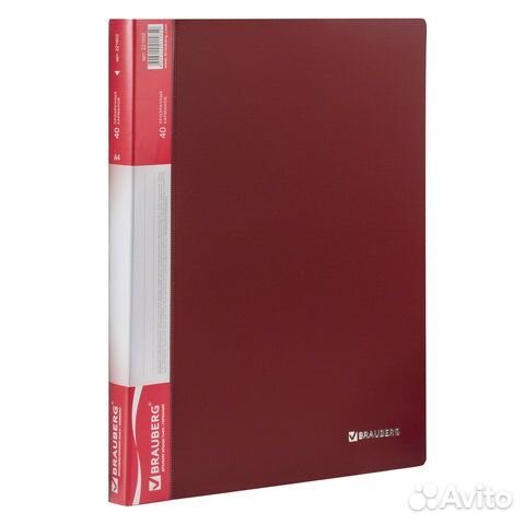 Папка 40 вкладышей brauberg стандарт, красная, 0,7