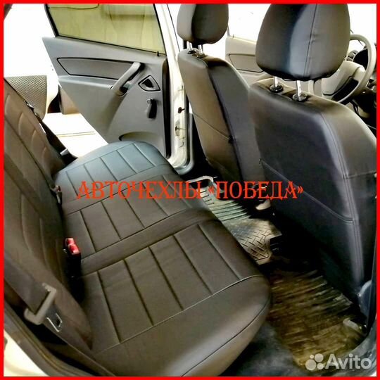 Чехлы из экокожи LADA Granta чёрные Классика