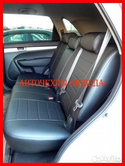 Чехлы Kia Sorento 2 из экокожи чёрные Классика