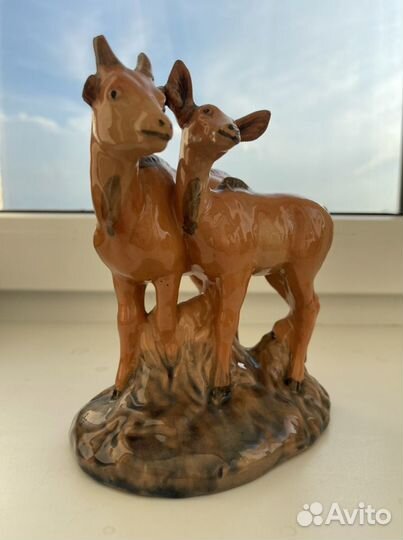 Статуэтка Антилопы, керамика, Гжель СССР