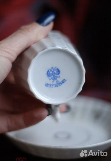 Кофейная пара антикварная Кузнецов фарфор