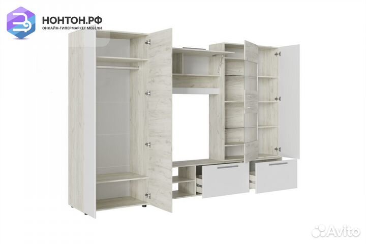 Стенка Сафари дуб крафт белый / матовый белый софт