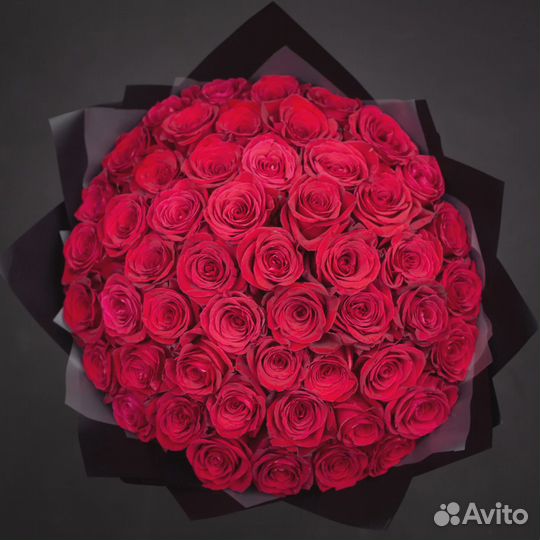 Букет красных роз, Эквадор, 60см 101 шт
