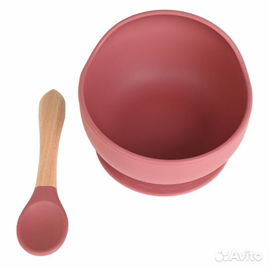 Тарелка силиконовая с ложкой 380 мл Red