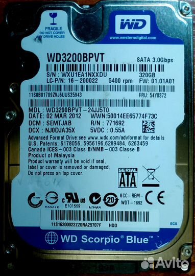 SATA HDD для ноутбука