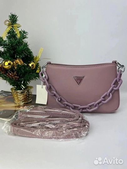 Сумка женская через плечо guess черная, розовая