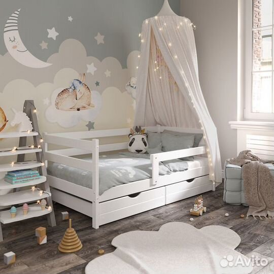 Кроватка детская высокий борт берёза софа