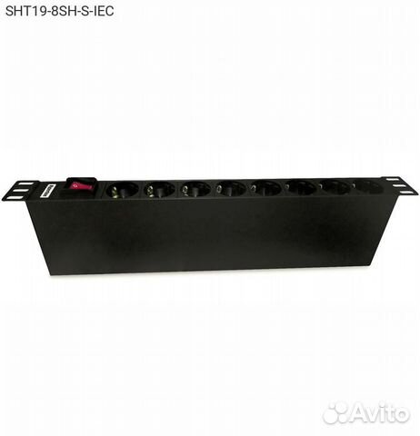 Блок розеток Hyperline SHE19, 1U, SHT19-8SH-S-IEC