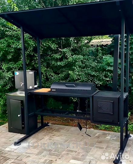 Мангал Барбекю с навесом и печью