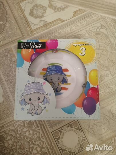 Набор детской посуды стекло новый