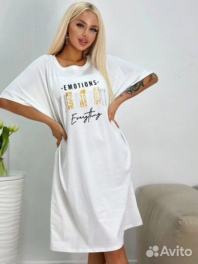 Туника, длинная футболка, платье 55-66