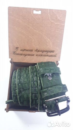 Ремень из натуральной кожи тиснение Рептилия