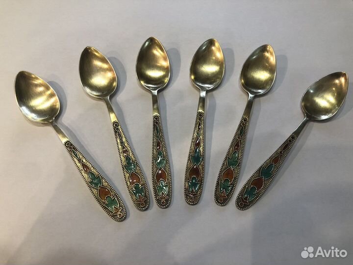Серебряные ложки СССР с эмалью