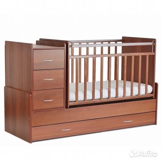 Детская кровать с люлькой, комодом и ящиками