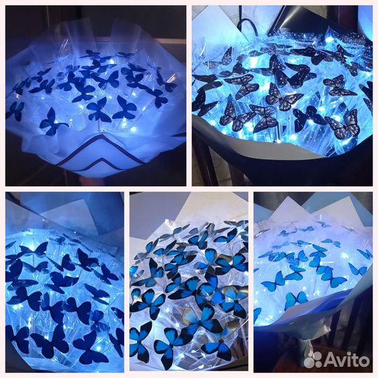 Букет из бабочек с подсветкой