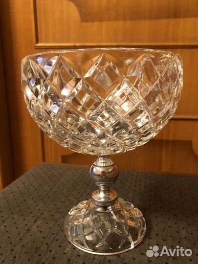 Ваза конфетница на металлической ножке СССР