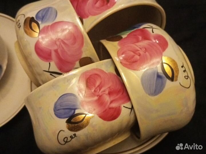 Чайный сервиз СССР дулево роспись с перламутром