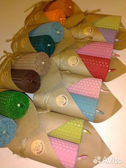 Набор свечей из натуральной медовой вощины