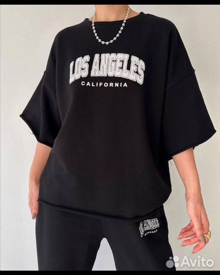 Женский спортивный костюм оверсайз с принтом LA