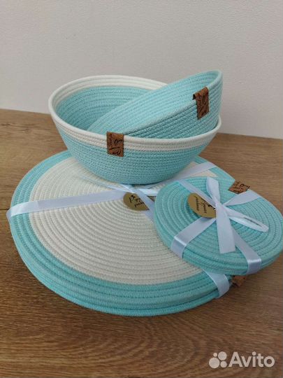 Корзины и салфетки из хлопкового шнура