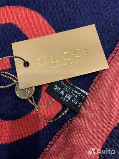 Палантин шарф Gucci синий с красным новый
