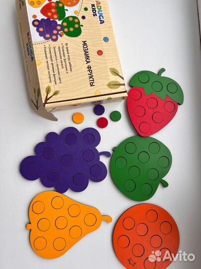 Деревянная мозаика фрукты