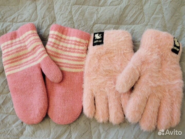 Комплект шапка, шарф + 2 комплекта варежек в подар