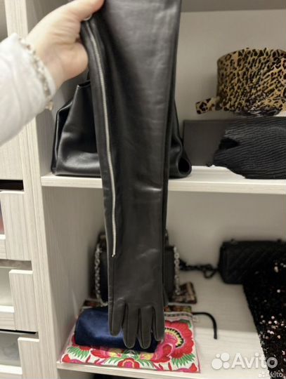 Перчатки кожанные высокие H&M на молнии