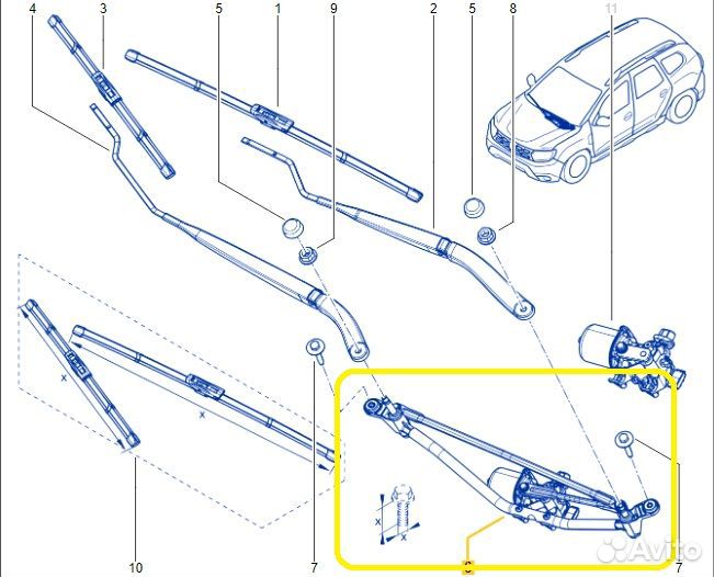 Мотор дворников(моторчик стеклоочистителя)