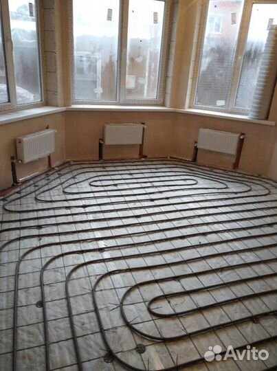 Монтаж системы отопления, установка теплых полов