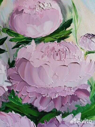 Картина маслом 50х70, Пионы 