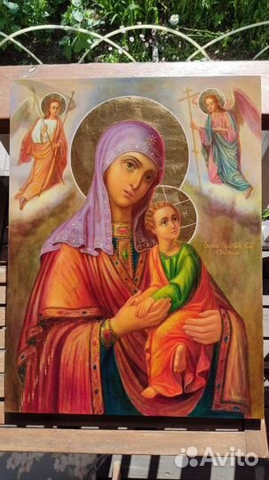 Афон икона Образ Богородицы Страстная 66*50 золото