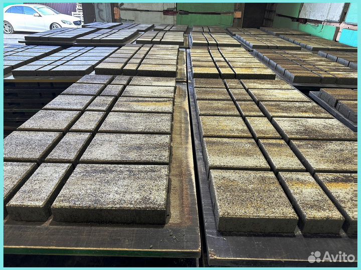 Тротуарная плитка брусчатка 100.200.40 серая