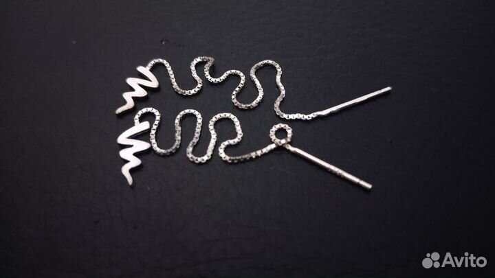 Серьги протяжки серебряные 9см