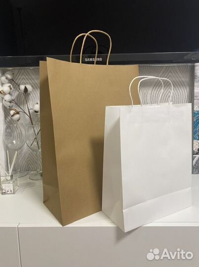 Крафт пакеты с ручками без рисунков