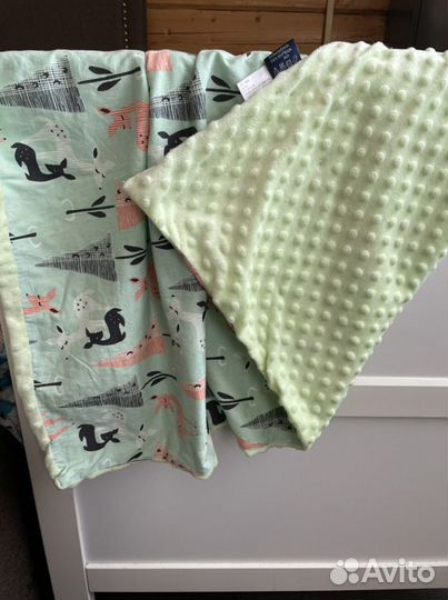 Плед детский плюшевый+ хлопок для новорожденных